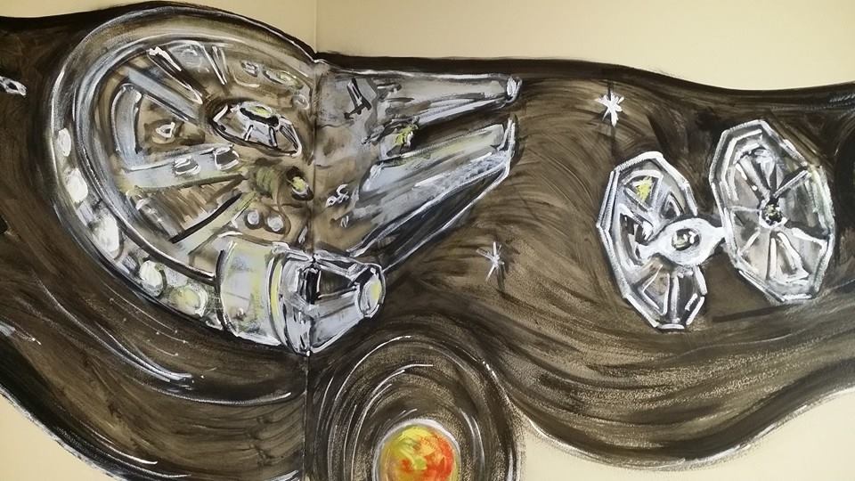 Star Wars Millenium Falcon Mural Game Room Tubby & Coo's